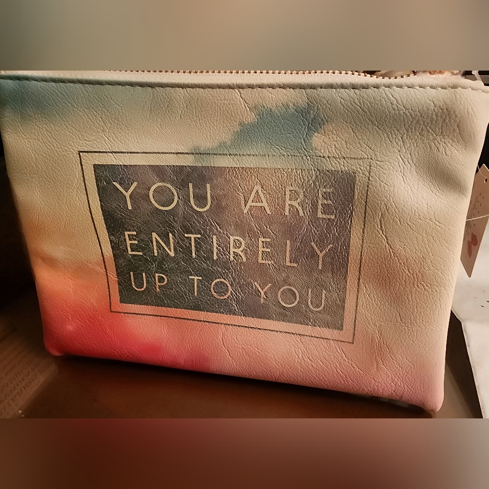 "YOU ARE ENTIRELY UP TO YOU" FAUX LEATHER PENCIL/COSMETIC CASE NWT